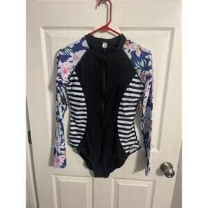 Long Sleeve One Piece Rash Guard Bathing Suit UPF 50+ Size L New Without Tags